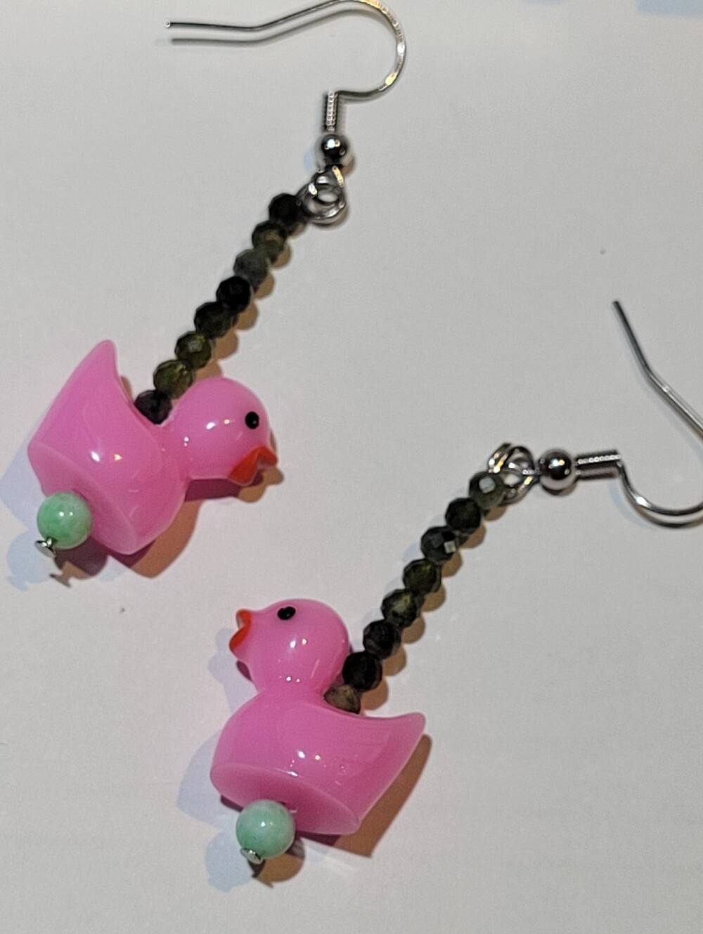 Cute Duck Dangle Gemstone Earrings